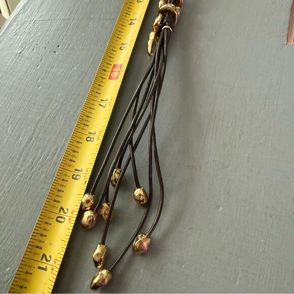 Uno de 50 Gold Wrapped Snake Multi Strand Leather Necklace - Picture 6 of 7